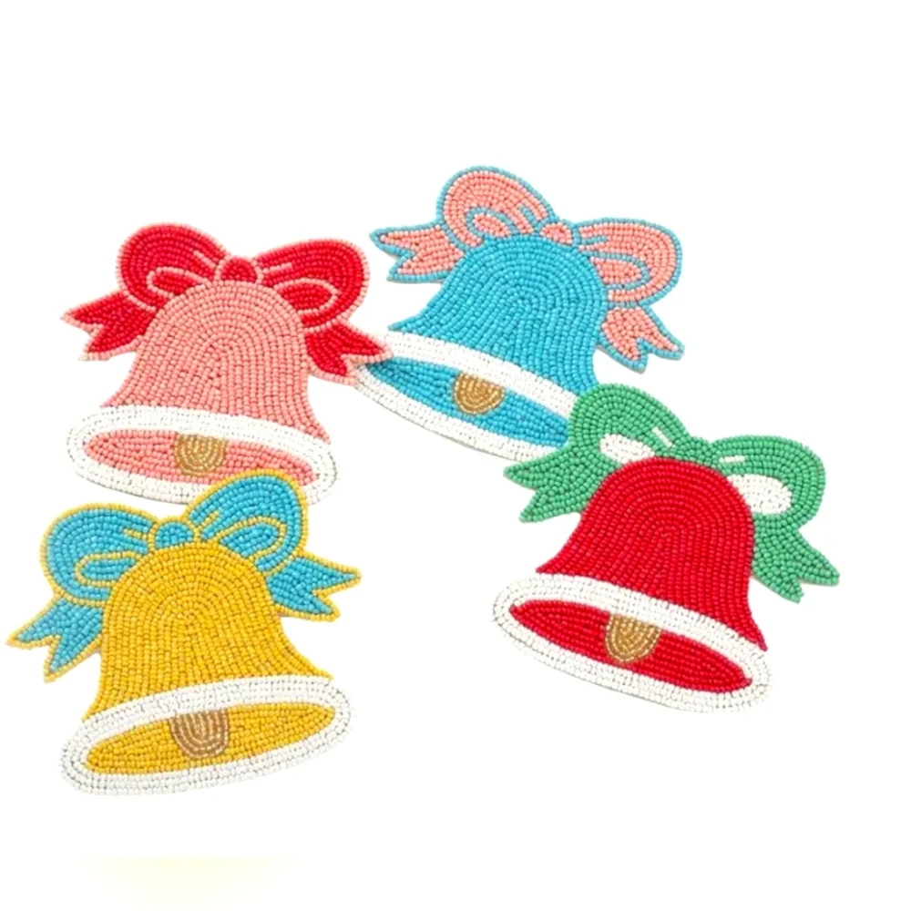 Beaded Christmas in July Bell Coasters Luxury table wear
